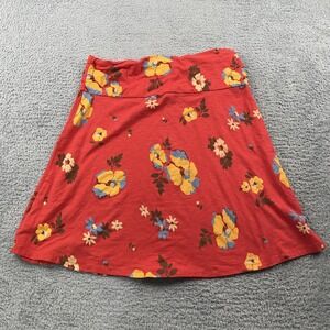 Toad&Co Skirt Womens Large Red Floral Chaka Pull On Stretch Jersey Casual Knit